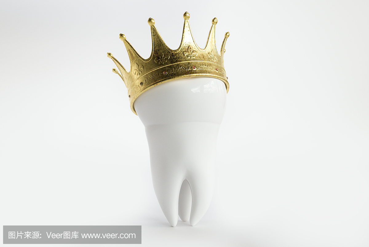 牙齿与冠- 3D渲染